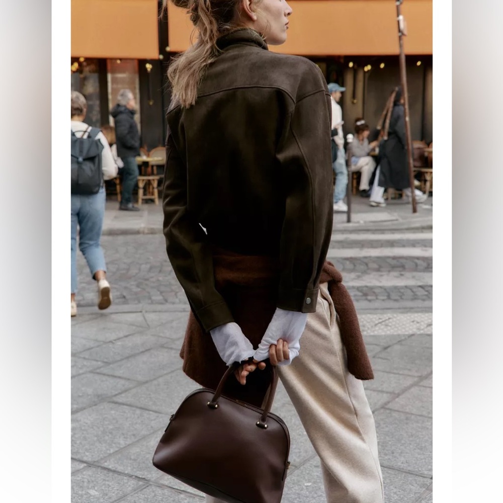 ZARA DOUBLE HANDLE CITY BAG BURGUNDY RED - Picture 7 of 7